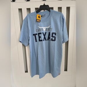 New Carhartt Mens Relaxed Fit Heavyweight Texas Graphic T-shirt Blue Size Large
